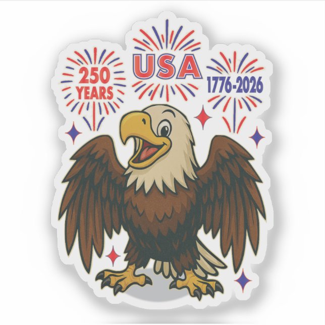 Pegatina Águila calva con fuegos artificiales - Estados Uni (Anverso)