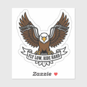 Pegatina Águila Motocicleta Vinilo Fly Low Ride Hard Biker