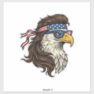 Pegatina Aguila Patriótica Mullet Grabado Vintage Vector De