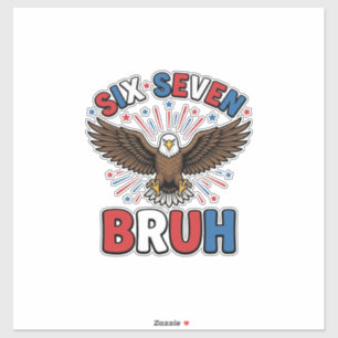 Pegatina Águila Patriótica Seis Siete Bruh Diseño Vectorial