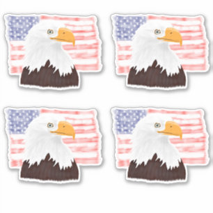 Pegatina Águila y bandera calva norteamericana - transparen