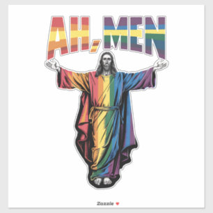 Pegatina Ah Hombres Divertidos Orgullo Gay LGBT Jesús Crist