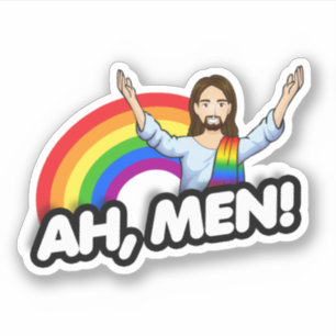 Pegatina Ah hombres - Jesús Arcoíris