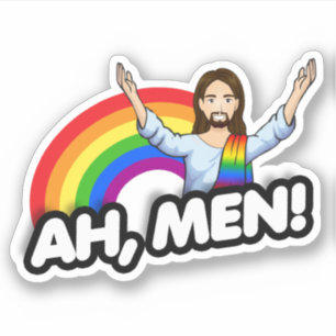 Pegatina Ah Men - Jesús arcoiris