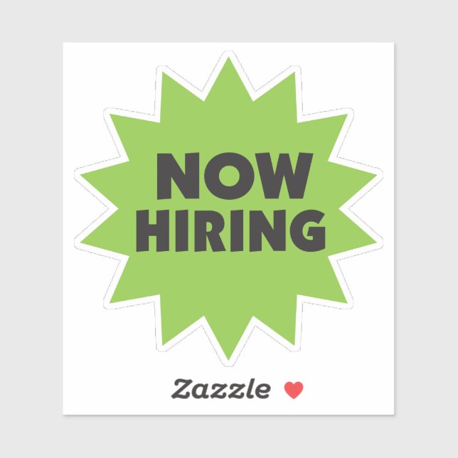 Pegatina Ahora contratando negro sobre el estallido verde (Hoja)