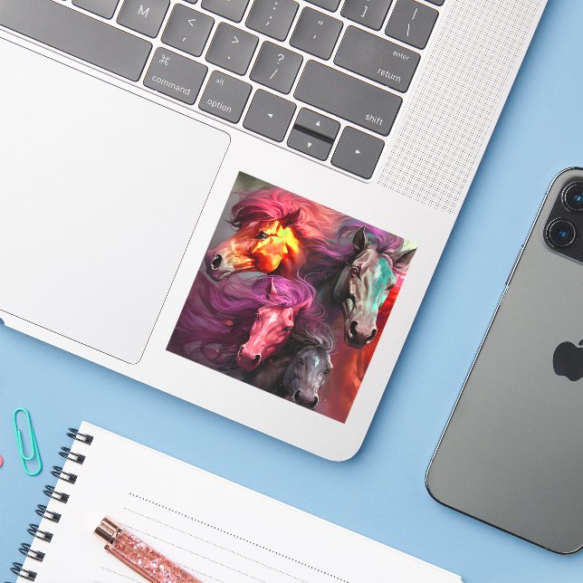 Pegatina Ai Horses (Ordenado portátil con iPhone)