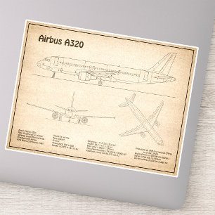 Pegatina Airbus A320 - Planes de dibujo del plano aéreo SD