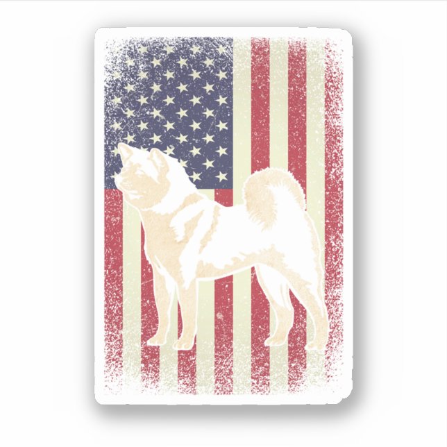 Pegatina Akita American Flag Patriotic Dog Gift. Perfect gi (Anverso)