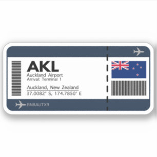 Pegatina AKL Auckland Embarque Pass - New Zealand Ticket