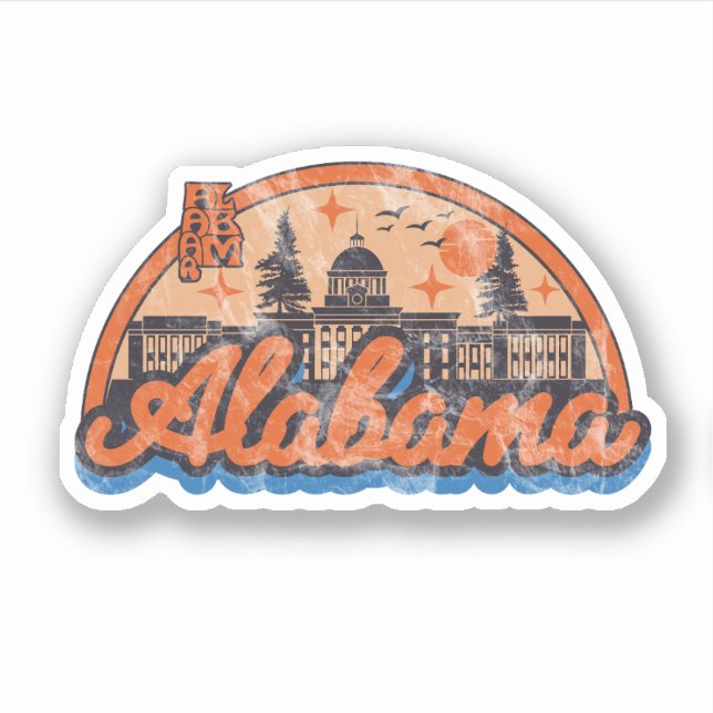 Pegatina Alabama Al Old Vintage Travel Souvenir (Anverso)