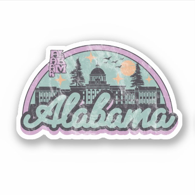 Pegatina Alabama Vintage Retro (Anverso)