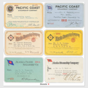 Pegatina Alaska auténtica y 1900s pacíficos del paso del