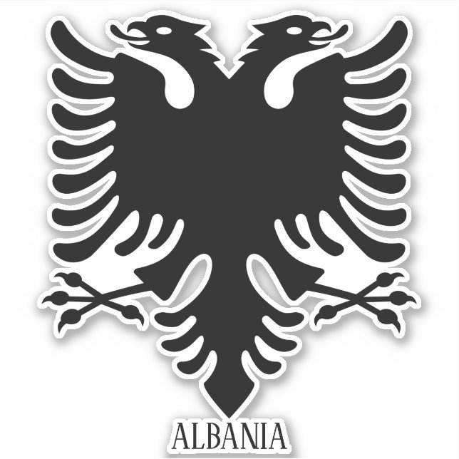 Pegatina Albania Patriótico Del Escudo Nacional De Armas (Anverso)
