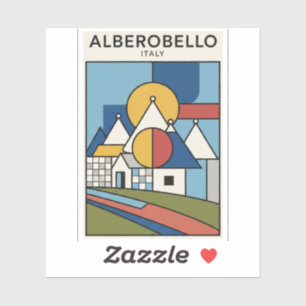 Pegatina Alberobello Italia casas Trulli abstracto de viaje