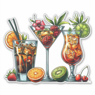 Pegatina Alcohol de cóctel Bebidas color ilustraciones de a