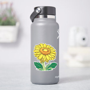 Pegatina Alegre contorno clásico de girasol amarillo brilla
