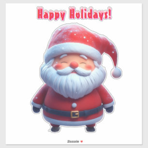 Pegatina Alegre Papá Noel en bosque nevado