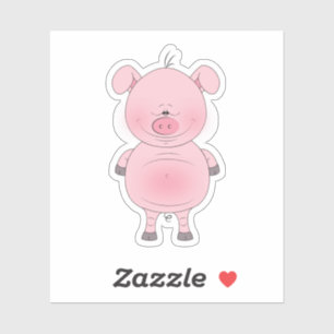 Pegatina Alegre Personalizado de cerdo rosa