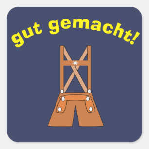 Pegatina alemán "bien hecho" con Lederhosen
