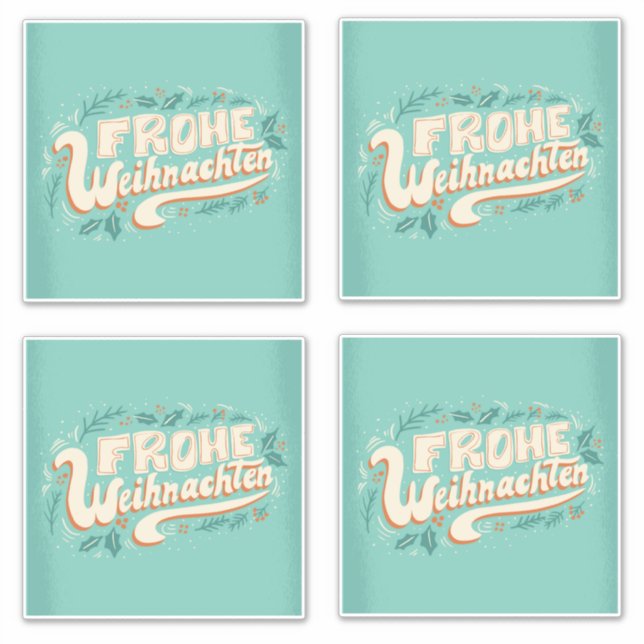 PEGATINA ALEMÁN MERRY CHRISTMAS LETTERING FROHE WEIHNACHTEN (Anverso)