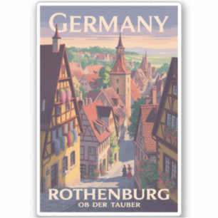 Pegatina Alemania Arte de Ilustracion Rothenburg ob der Tau