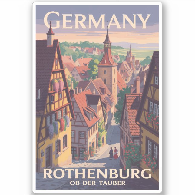 Pegatina Alemania Arte de Ilustracion Rothenburg ob der Tau (Anverso)