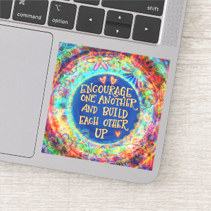 Pegatina Alentar a otros a divertirse, azul inespiritualida