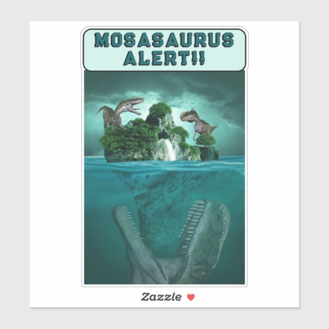Pegatina ¡Alerta Mosasaururus! (Hoja)