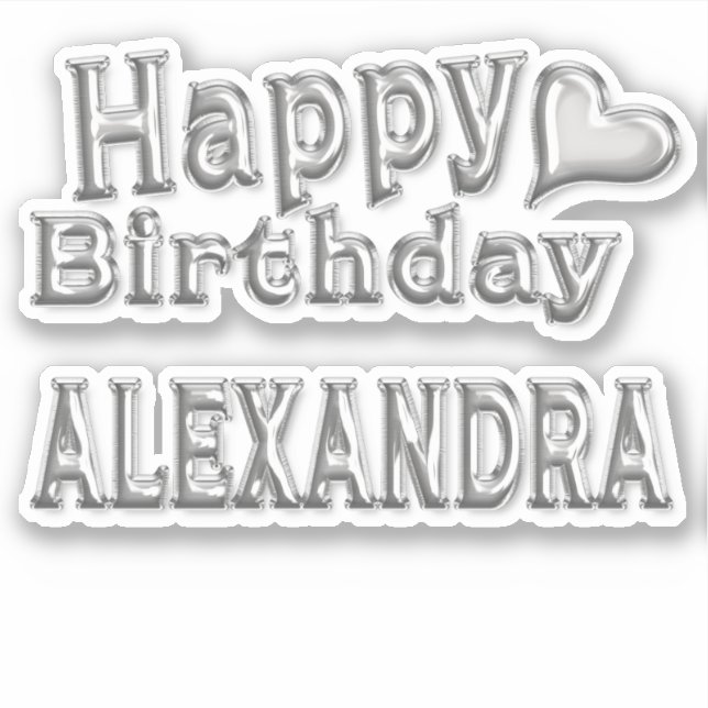 Pegatina Alexandra Happy Birthday silver Aufkleber Sticker (Anverso)