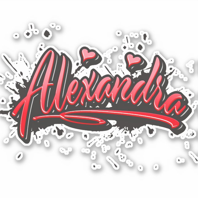 Pegatina Alexandra red Heart Graffiti Aufkleber Sticker (Anverso)