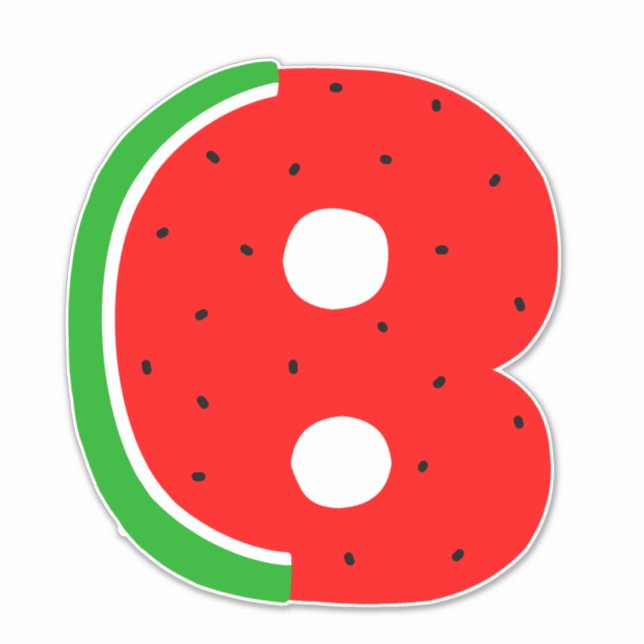 Pegatina alfabético, Pegatina de letra B, sandía (Anverso)