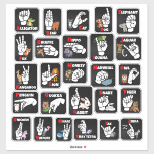 Pegatina Alfabeto de Animales en ASL Sticker – Educativo y