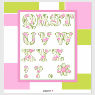 Pegatina Alfabeto gracioso, alfabeto floral, alfabeto para 
