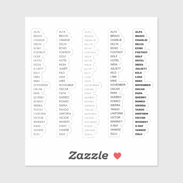 Pegatina Alfabeto militar (Hoja)