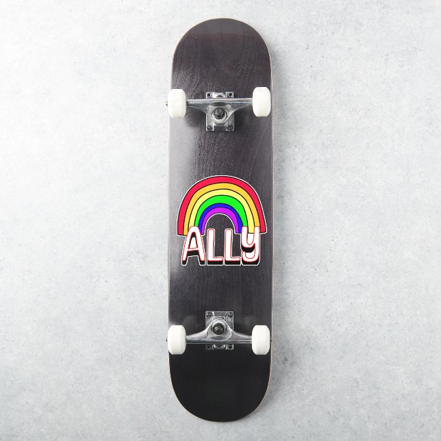 Pegatina Aliado LGBTQIA+ | Orgullo de apoyo al arco iris (Monopatín)