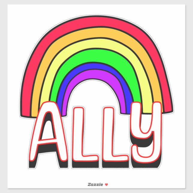Pegatina Aliado LGBTQIA+ | Orgullo de apoyo al arco iris (Hoja)
