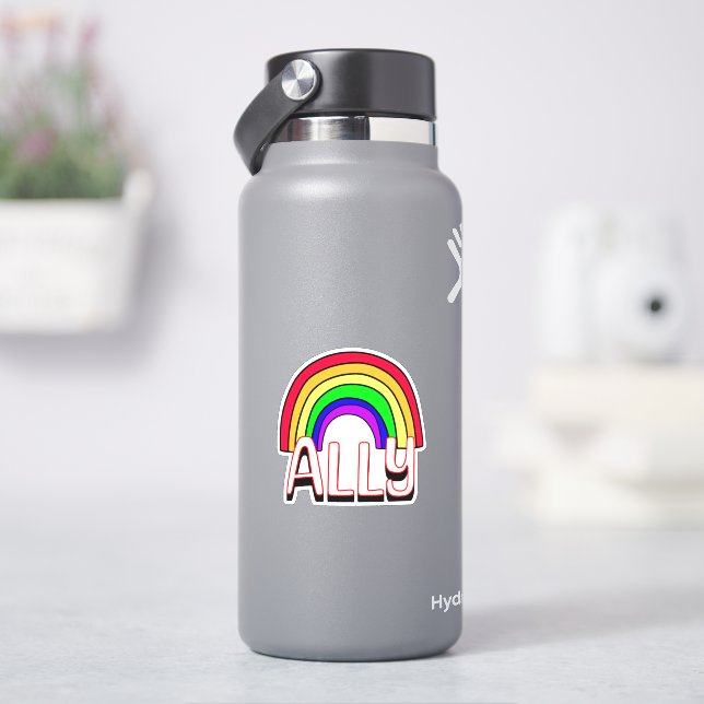 Pegatina Aliado LGBTQIA+ | Orgullo de apoyo al arco iris (hidrofrasco)