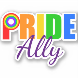 Pegatina Alianza del Arcoiris LGBTQ aliado del orgullo gay