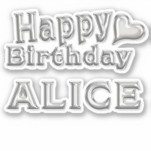 Pegatina Alice Happy Birthday silver Aufkleber Sticker (Anverso)