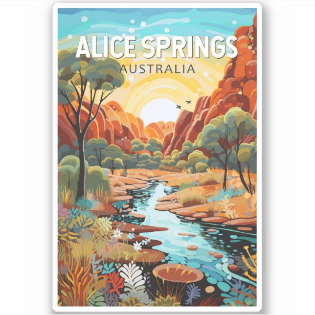 Pegatina Alice Springs Australia Viajes de arte (Anverso)
