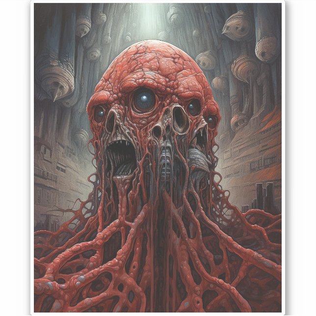 Pegatina Alien Creature Sci Horror Art (Anverso)