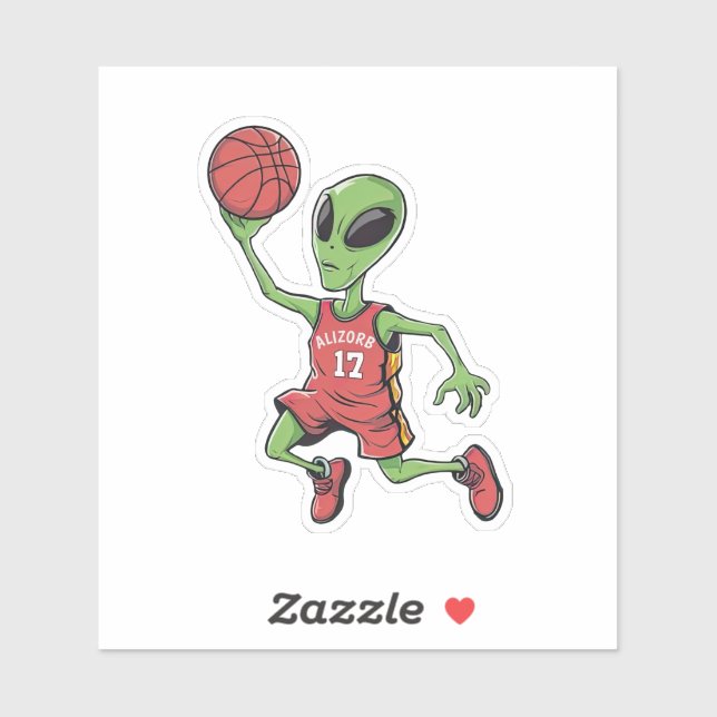 Pegatina Alien de baloncesto (Hoja)