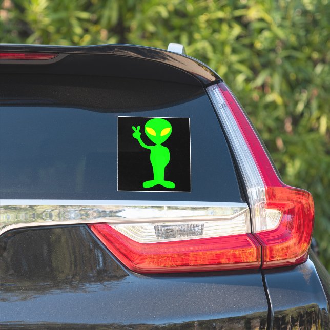 PEGATINA ALIEN DIVERTIDO UFO PAZ DECAL STICKER PARA COCHE (Lado del coche)