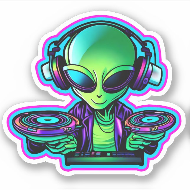 Pegatina Alien DJ (Anverso)