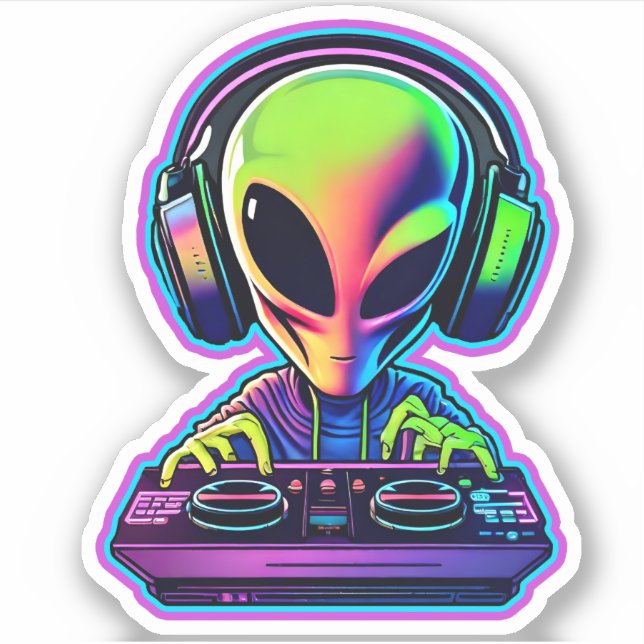 Pegatina Alien DJ (Anverso)