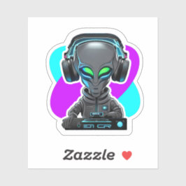 Pegatina Alien DJ vinyl