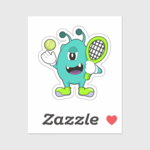Pegatina Alien en tenis con raqueta de tenis