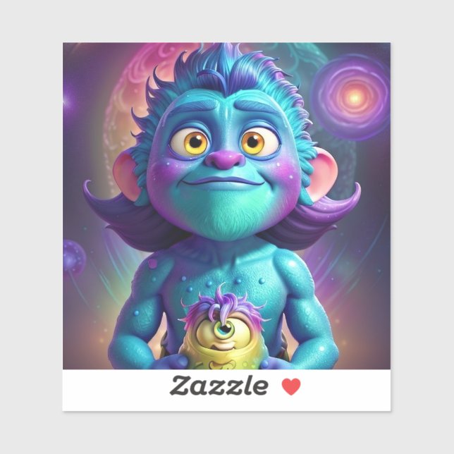 Pegatina Alien espacial y amigo (Hoja)