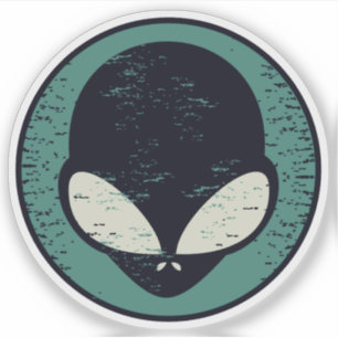 Pegatina Alien Face Green Alien Martian Head