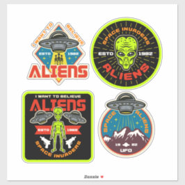 Pegatina Alien Invaders Set de 4 Bundes Extraterrestres
